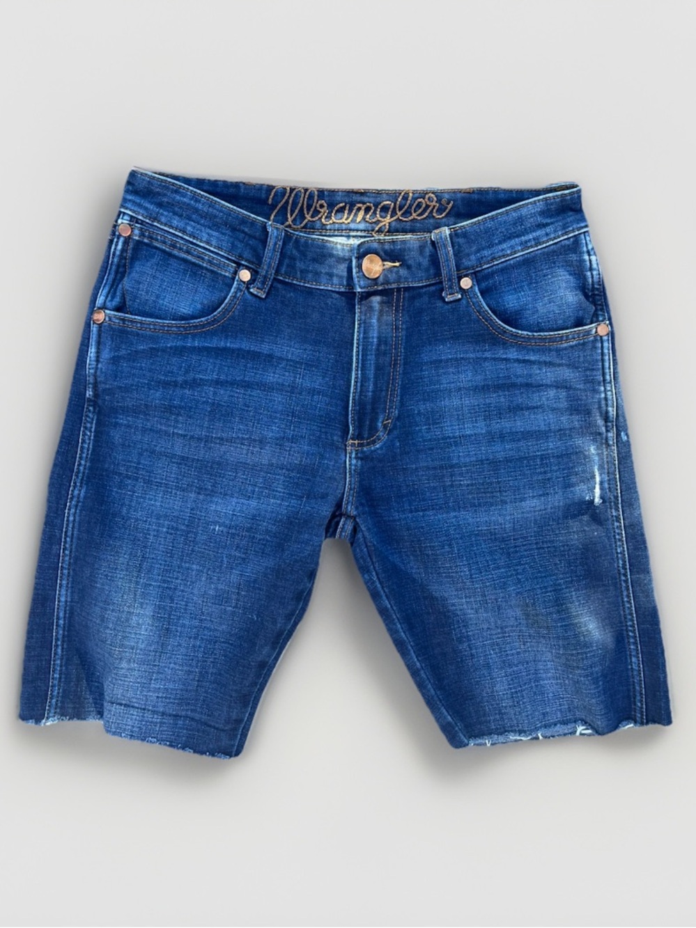 Wrangler Distressed Retro Bermuda Cutoff Denim Jean Shorts Size 31
